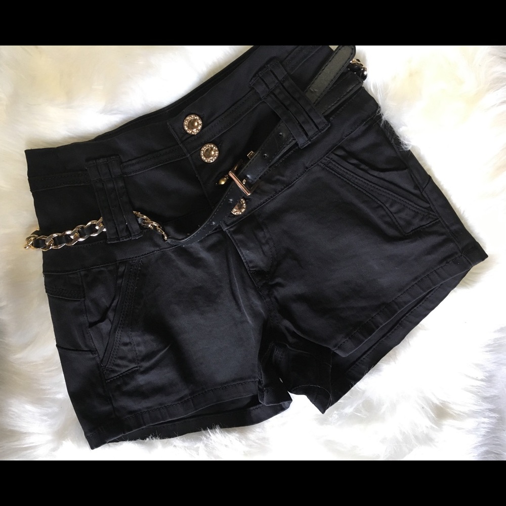 Chain Belt High Waisted Shorts